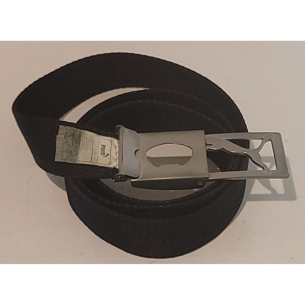 VTG Y2K PUMA With BUILT-IN Bottle OPENER Black Web Belt 46" Metal Golf Buckle